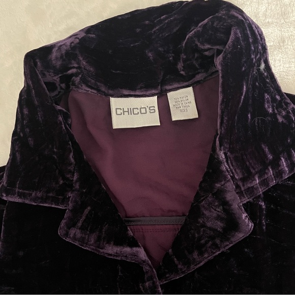 Chicos purple velvet button up light jacket vintage Size 0 - Picture 2 of 3